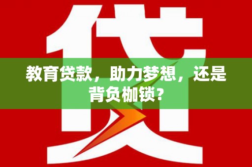 沈丘教育贷款，助力梦想，还是背负枷锁？