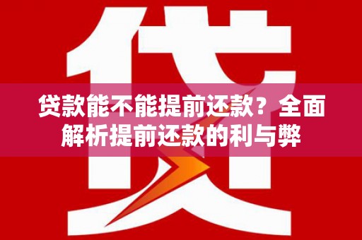 沈丘贷款能不能提前还款？全面解析提前还款的利与弊