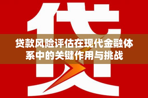 沈丘贷款风险评估在现代金融体系中的关键作用与挑战