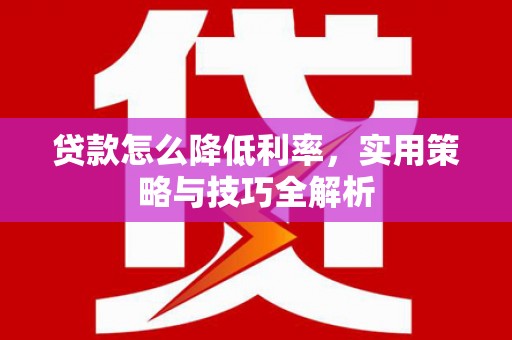 沈丘贷款怎么降低利率，实用策略与技巧全解析