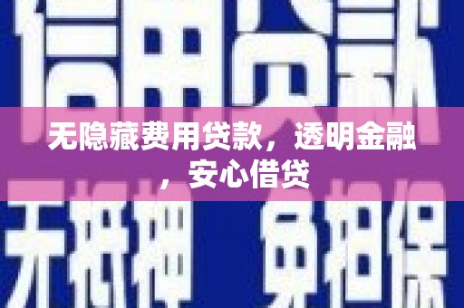 沈丘无隐藏费用贷款，透明金融，安心借贷