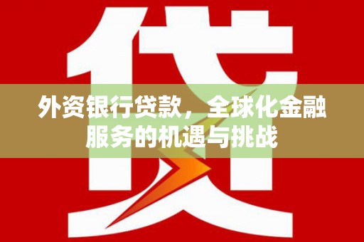 沈丘外资银行贷款，全球化金融服务的机遇与挑战