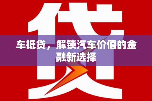 沈丘车抵贷，解锁汽车价值的金融新选择