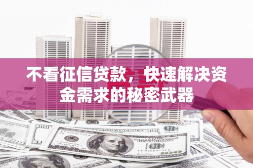 沈丘不看征信贷款，快速解决资金需求的秘密武器