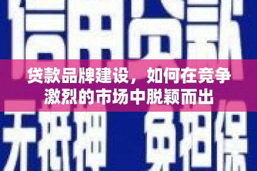 沈丘贷款品牌建设，如何在竞争激烈的市场中脱颖而出