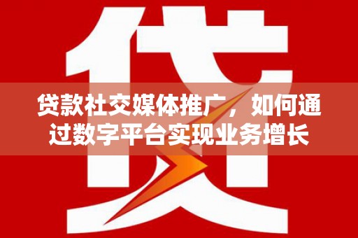 沈丘贷款社交媒体推广，如何通过数字平台实现业务增长