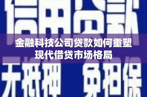 沈丘金融科技公司贷款如何重塑现代借贷市场格局