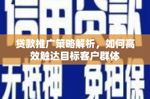 沈丘贷款推广策略解析，如何高效触达目标客户群体