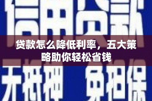 沈丘贷款怎么降低利率，五大策略助你轻松省钱