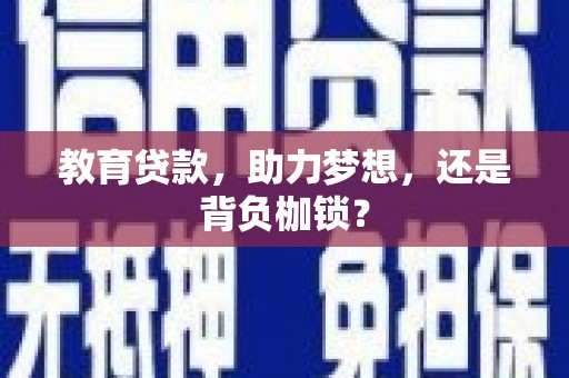 沈丘教育贷款，助力梦想，还是背负枷锁？