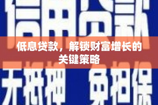 沈丘低息贷款，解锁财富增长的关键策略